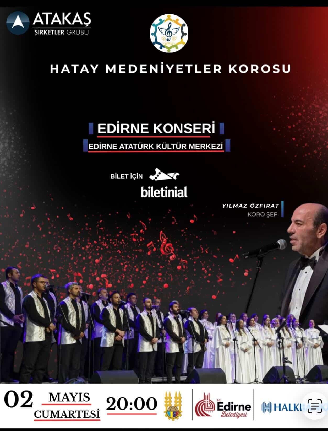 6 Şubat depremlerinde ağır kayıplar veren Hatay Medeniyetler Korosu, yaralarını sarmak ve umudu yeşertmek için 2 Mayıs'ta Edirne'de sahne alıyor.